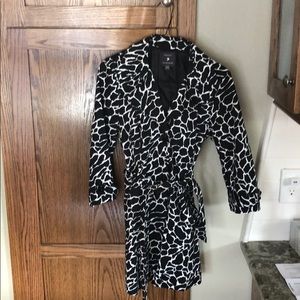 Animal print, black lined coat